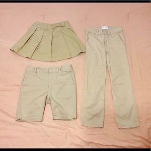 (3) Girls Uniform Khaki Bottoms